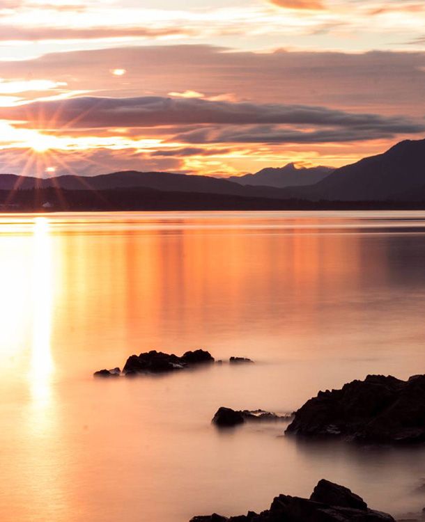 Quadra island sunset view of the ocean